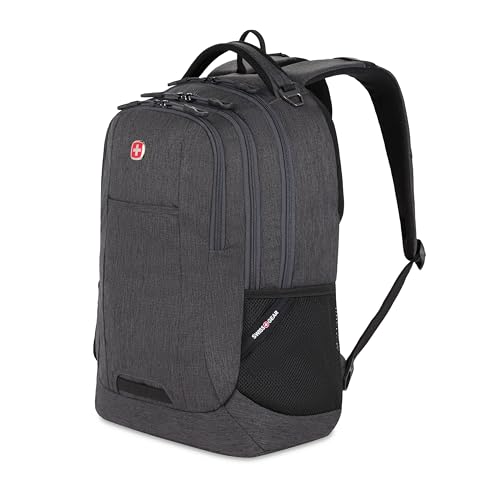 SwissGear 5505 Cecil 16” Laptop Backpack Charcoal – Daily Laptop Bag with Gear Attachment Options – Multiple Organizer Pockets & Padded Shoulder Straps - color: Charcoal
