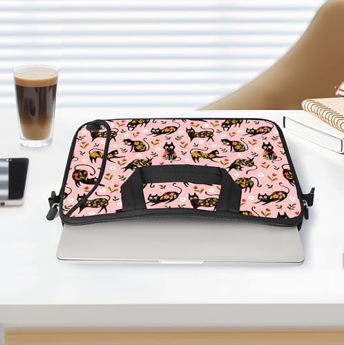 RICHEN 10 inch Messenger Bag Carrying Case with Handle Accessory Pocket Fits 7 to 10-Inch Laptops/Notebook/Kids Tablet (7-10.2 inch, Flowers Cats) - color: Flowers Cats, size: 7-10.2 inch