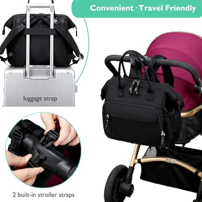 LORADI Large Diaper Bag Tote, Hospital Bag, Baby Shower Essential | 14 Pockets, Convertible, Stroller Clips, 3 Insulated Pockets, Water-resistant, Easy to Clean - color: Black, size: Large-20L
