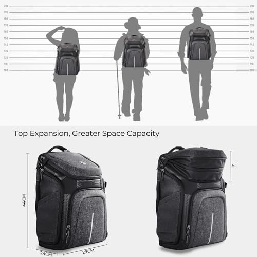 K&F CONCEPT DSLR/SLR Photography Waterproof Camera Bag with 15.6 inch Laptop Compartment Tripod Holder Raincover Camera Backpack - color: 03-black