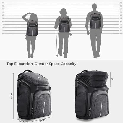 K&F CONCEPT DSLR/SLR Photography Waterproof Camera Bag with 15.6 inch Laptop Compartment Tripod Holder Raincover Camera Backpack - color: 03-black