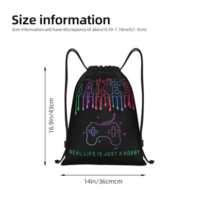 Gianlaima Game Over Controller Graphics Drawstring Bags Backpack Sport Gym Sack Yoga Dance Travel Bag For Men Women - color: Black11