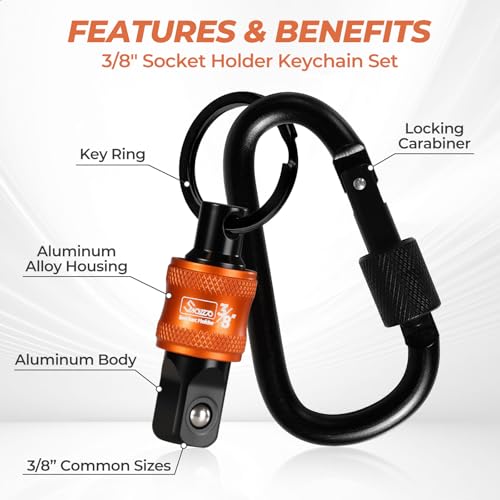5PCS 3/8" Socket Holder Keychain,Drive Quick-Release Organizer - size: 5PCS-3/8"
