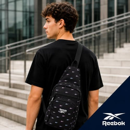 Reebok Unisex Crossbody Bag - Convertible Compact Durable Cross Body Bag for Women and Men - Gym and Travel Essentials, Size One Size, Cosmos Black Ombre - color: Cosmos Black Ombre