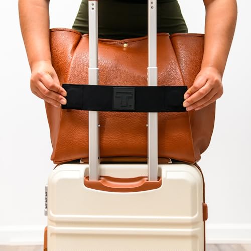 Trolley Strap Carryon Luggage Strap Over Suitcase Handle for Attaching Carryon Bag Travel Accessories TSA Approved Carry-On Add a Bag Belt Sleeve for A Tote Backpack Purse (Black on Black) - color: Black on Black