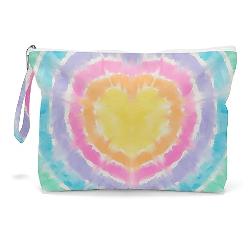 Fokongna Wet Bag Travel Makeup Bag for Swimsuit Beach Pool Diapers Dirty Yoga Gym Clothes Zipper Pouch for Women Sister Friends Ocean Sea Shells Beach Starfish - color: Heart-shaped rainbow