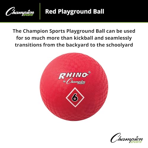 Champion Sports Playground Ball – Durable High-Bounce Ball, Sizes 5", 6", 7", 10", 13" & 16" for Gym, Recess & Play - style: 6" Diameter