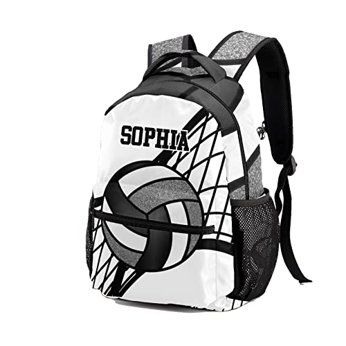 Personalized Custom Volleyball Black White Backpack Lightweight Travel Hiking Causual Bag With Name - color: Design 2