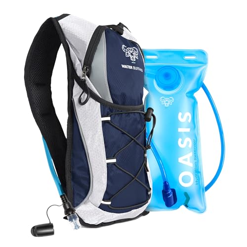 Water Buffalo Hydration Backpack - Lightweight Hydration Pack with 2L Water Bladder - Water Backpack for Hiking, Running, Biking, and Raves - Road Runner 12L Hydropack Backpack - color: Arctic Blue