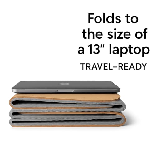 Roam & Wrap TRUE FOLDING Cork Yoga Mat 5mm Thick - Not Rolled, Fits in Backpack & Carry-On - Non-Slip Portable Mat for Travel, Pilates & Gym