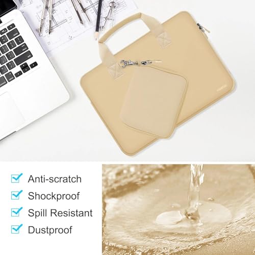 Hseok Laptop Sleeve 14 inch Case with Small Case, Compatible with MacBook Neo 14, MacBook Pro 14 M5/M4/M3/M2/M1, XPS 14 and Most 14 inch Notebooks, Neoprene Computer Handbag,Champagne - color: Champagne, size: 14"