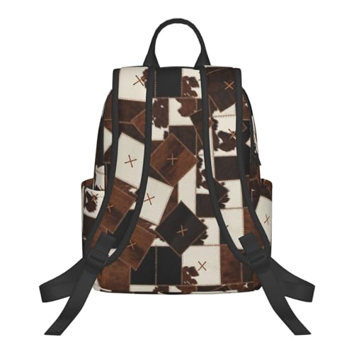 Stylish Daily Shoulder Backpack Cow Print Cow Fur Texture Abstract Leather Texture Cowhide Patchwork, Practical Multi-scene Daypack for Road Trip Picnic Walking Men Women - color: Picture (1181)