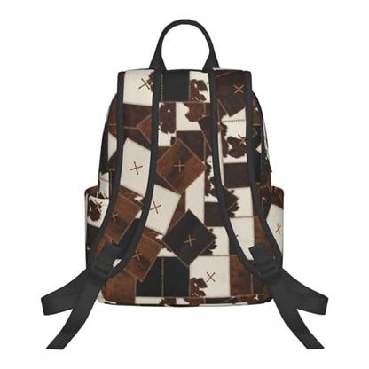 Stylish Daily Shoulder Backpack Cow Print Cow Fur Texture Abstract Leather Texture Cowhide Patchwork, Practical Multi-scene Daypack for Road Trip Picnic Walking Men Women - color: Picture (1181)