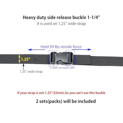 Side Release Buckles Heavy Duty Plastic Buckle Snap Clips Clasps Backpack Buckle Replacement for Strap - style: 1-1/4 Inch - 2sets