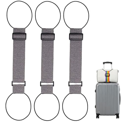 Luggage Straps for Suitcases, Adjustable Luggage Strap Bungee for Suitcase Handle, Luggage Connector Straps for Multiple Suitcases & Travel Bags (Grey) - color: Grey