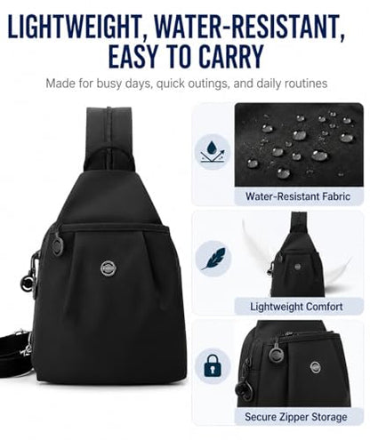 Sling Backpack for Women, Water-Resistant Crossbody Chest Bag for Travel, Work, Gym, Students & Daily Use - color: Taro Pink