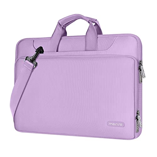 MOSISO 360 Protective Laptop Bag 15.6 inch, 15-16 inch Computer Bag Compatible with MacBook Air 15 inch/Pro 16 inch, HP,Dell,Lenovo,Asus,Notebook, Laptop Carrying Case with Strap&Handle, Light Purple - color: Light Purple, size: 16 inch