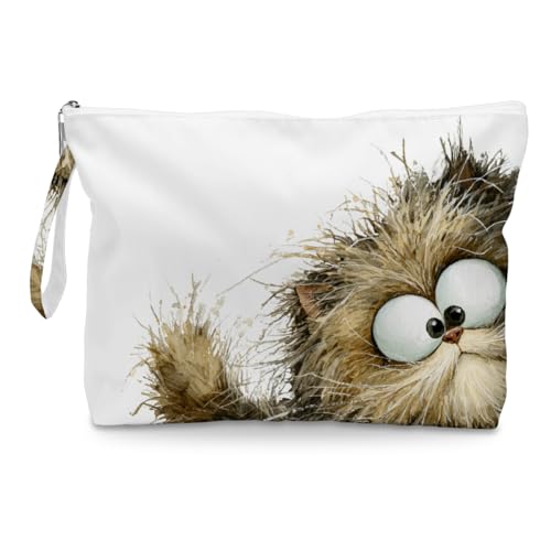 Fokongna Cute Print Wet Bag, Small Portable Waterproof Multi-Functional Organizer for Women, Beige Fluffy Tabby Cat, Ideal for Daily, Beach & Travel - color: Beige Fluffy Tabby Cat