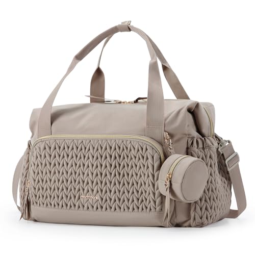 mommore Diaper Bag Tote, Large Capacity Travel Diaper bags, Hospital Bag for Labor Delivery, Baby Bag with Pacifier Case | Hospital Bag - color: Brown Taupe