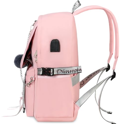 Spotted Tiger School Backpack for Girls Backpack with Lunch Box Backpacks for Teen Girl Backpacks School Bag Bookbag (Pink 2) - color: Pink 2
