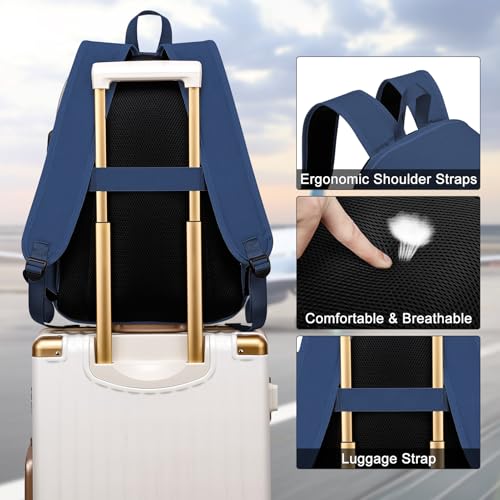 Casual Laptop Backpack,School Backpack Large Bookbag with USB for High School College Students Office Business, Blue - color: Blue, size: 15.6 Inch