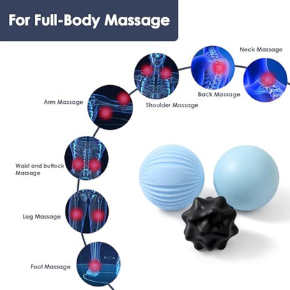 3-Piece Silicone Lacrosse Ball Set for Deep Tissue and Trigger Points - Smooth, Textured, and Spiky Massage Balls for Myofascial Release, Muscle Knots & Plantar Fasciitis - style: Silicone Smooth Lacrosse Ball Set