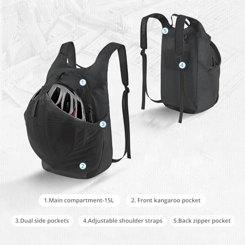 CAMEL CROWN Foldable Hiking Backpack Lightweight Travel Backpack Waterproof Small packable backpack Men's and Women's Black-15L - color: Black-15l