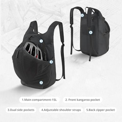 CAMEL CROWN Foldable Hiking Backpack Lightweight Travel Backpack Waterproof Small packable backpack Men's and Women's Black-15L - color: Black-15l