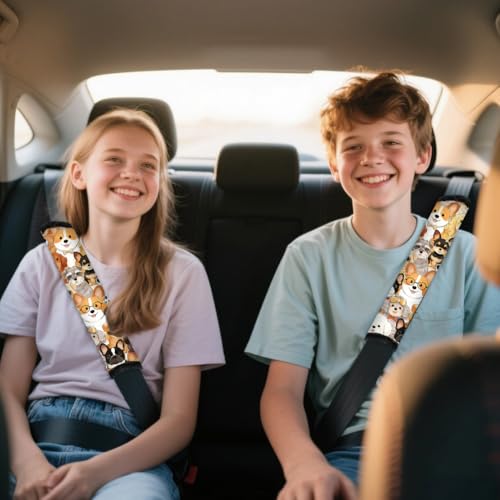 2Pcs Soft Auto Seat Belt Cover Pads, Cute Dog Car Seatbelt Shoulder Cushion for Comfortable Driving, Compatible with All Cars' Seatbelt and Backpack Straps 11x2.4inch - color: Dog