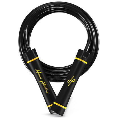 Honor Athletics 3.0 Muay Thai Style Weighted Jump Rope/Crafted for High-Intensity Training/Muay Thai & MMA - Lasting PVC Jump Rope - Heavy 1.1lb PVC Jump Ropes for Fitness - color: Black