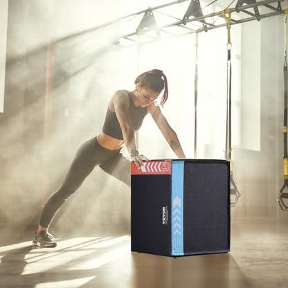 VEVOR 3 in 1 Plyometric Jump Box, Cotton Plyo Box, Platform & Jumping Agility Box, Anti-Slip Fitness Exercise Step Up Box for Home Gym Training, Conditioning Strength Training, Multiple Sizes, Black - size: 16"x14"x12"
