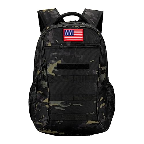outdoor plus Camo Backpack,Military Boys Backpacks for School,40L Army Bookbag with USB Charging Port Waterproof - color: Black Camo40l, size: 40L