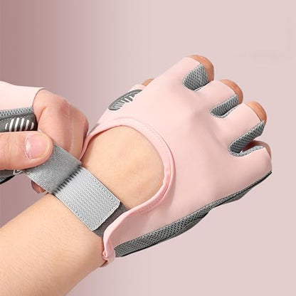 Fingerless Cycling Gloves Women Men Anti-Slip Shockproof Mesh Lightweight Workout Gloves Gym Exercise Fitness Rowing - color: Pink, size: Medium