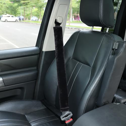 Amooca Soft Faux Fur Universal Fit Seatbelt Cover Car Truck SUV Airplane Seat Belt Shoulder Pad for Carmera Backpack Straps Neck Cushion Protector Extra Long 25.6in Black - color: Black, size: 25.6in 1pack