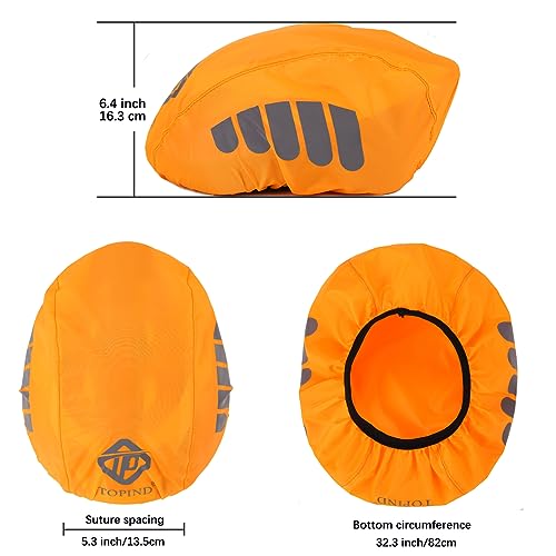 TOPIND Bike Helmet Cover High Visibility Waterproof Cycling Helmet Rain Cover with Reflective Strip Dustproof Breathable Mountain Road Bicycle Helmet Snow Cover Ride Gear - color: Orange, size: Medium
