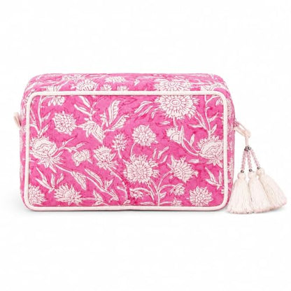 Huar Travel Makeup Bag - Large Capacity Cosmetic Bags for Women - color: White & Pink Floral