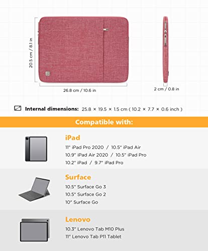 NIDOO 10 Inch Laptop Sleeve Tablet Case Bag Water Resistant Protective Cover for 11" iPad Pro M4 2024/10.9" 10.2" iPad 10 9 8/10.5" 11" iPad Air M2/ Surface Go/Lenovo Yoga Book/Galaxy Tab S8 A8 - color: Pink, size: 10.1 Inch