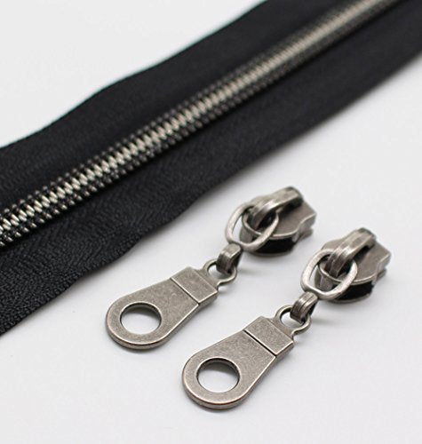 YaHoGa 50PCS #5 Gunmetal Pulls for Nylon Coil Zippers Gun Metal Zipper Sliders for Luggages Purses Bags Bulk(Gunmetal) - color: Gunmetal