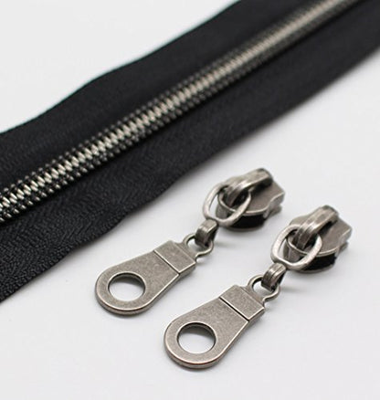YaHoGa 50PCS #5 Gunmetal Pulls for Nylon Coil Zippers Gun Metal Zipper Sliders for Luggages Purses Bags Bulk(Gunmetal) - color: Gunmetal