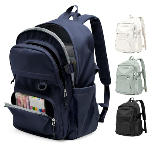 Lightweight Backpack for College & High School Backpack With Lots of Pockets Cute School Bag for Girls Boys, Large Capacity Bookbag for Women Men, Waterproof Teens Casual Daypack Backpack(Dark Blue) - color: Dark Blue
