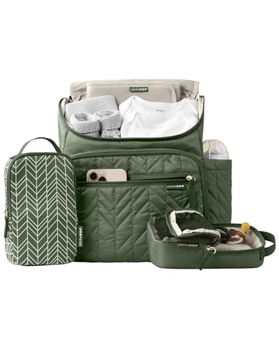 Skip Hop Diaper Bag Backpack: Forma, Multi-Function Baby Travel Bag with Changing Pad & Stroller Attachment, Sage - color: Sage