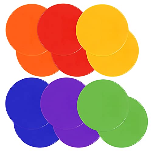 Poly Spots Spot Markers for Gym Floor 9inch 10inch 12/18/24/36 Pcs Flat Cones Non-Slip Rubber Floor Dots Circles for Sports Soccer Basketball Agility Training Dance Classroom - style: 12Pcs 9inch