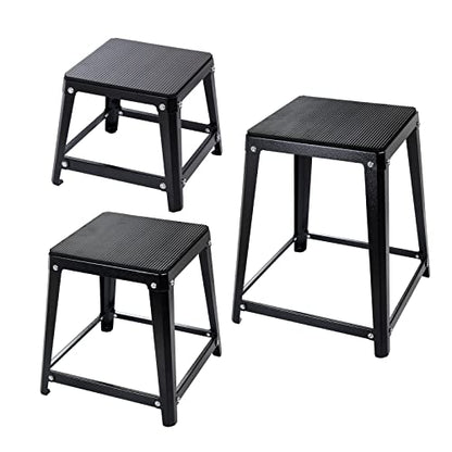 Metal Plyometric Jumping Box, Steel Fitness Exercise Jump Platforms Box for Conditioning Strength and Agility Training, 12 Inch Anti-Slip Workout Step Up Box for Home Gym - size: 12in18in24in