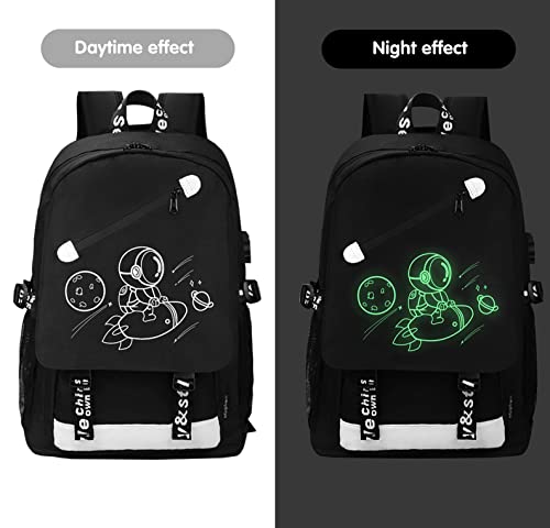 MCWTH School Backpacks for Teen Boys, Luminous School Bag Bookbags for Kids (Space Rocket) - color: Space Rocket