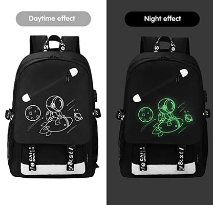 MCWTH School Backpacks for Teen Boys, Luminous School Bag Bookbags for Kids (Space Rocket) - color: Space Rocket