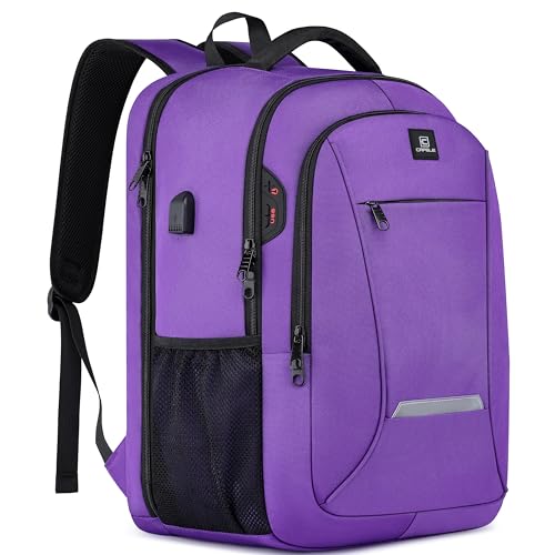 CAFELE Laptop Backpack, 17.3 Inch, Water-Repellent, USB Charging Port, for Business Travel School (Purple, 17.3 inches) - color: Purple