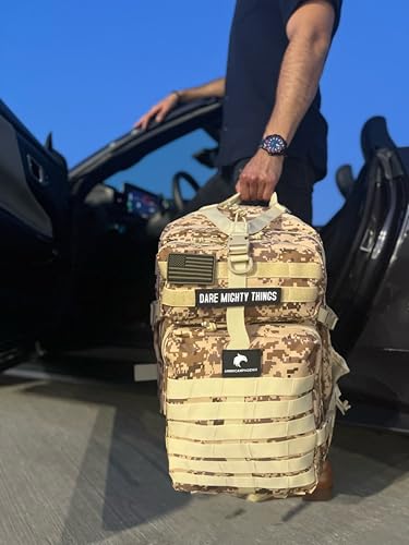 AMERICANPHOENIX 45L Elite Tactical Backpack | 3X Stronger Work & Military Backpack | Water Resistant and Heavy Duty | 3 Day MOLLE Bug Out Bag (Sand Storm) - color: Sand Storm