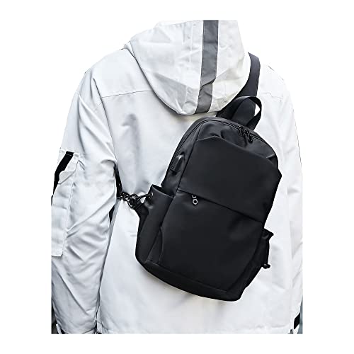 SEAFEW Large Black Sling Bag for Men and Women - Sport Crossbody Backpack for Pickleball, Tennis, Racketball - color: Black-large-sport