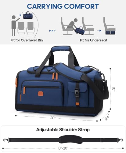Gym Bag for Men and Women with Shoe & Laptop Compartment Sport Duffle Bag - color: Blue