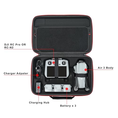 RLSOCO Carrying Case for DJI Air 3S / Air 3- Fits Mavic Air 3/3S Accessories: Air 3 Body, DJI RC/RC Pro Controller, Batteries x 4, Charger, Charging Hub, Propellers (Case Only)